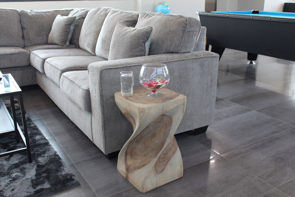 Haussmann Big Twist Pedestal Table, Agate Grey, 12 x 12 x 20 in H