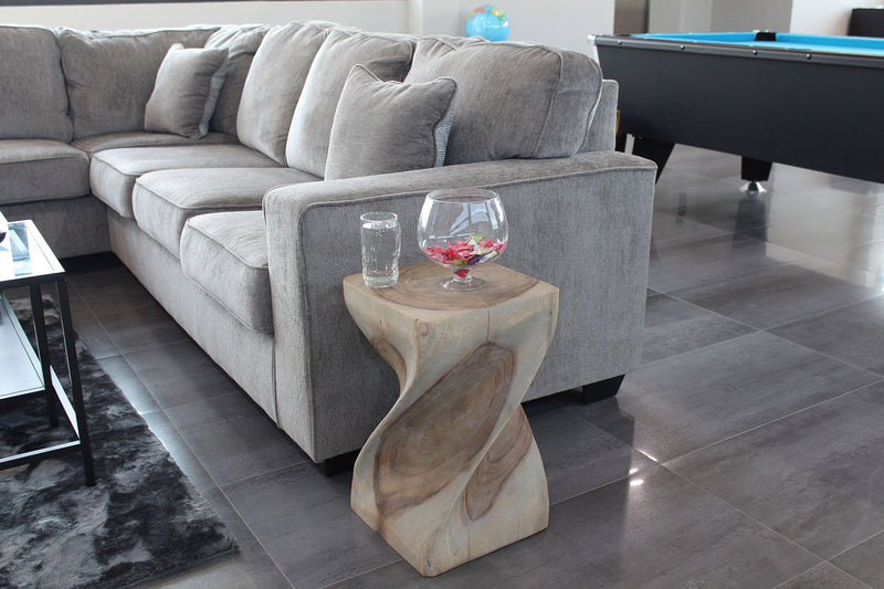 Haussmann Big Twist Pedestal Table, Agate Grey, 12 x 12 x 20 in H