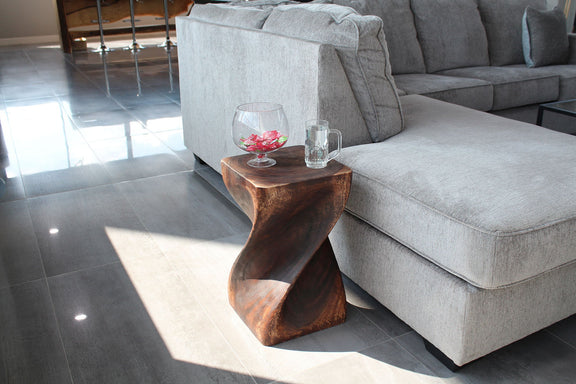 Haussmann Big Twist Pedestal Table, Mocha, 12 x 12 x 20 in H