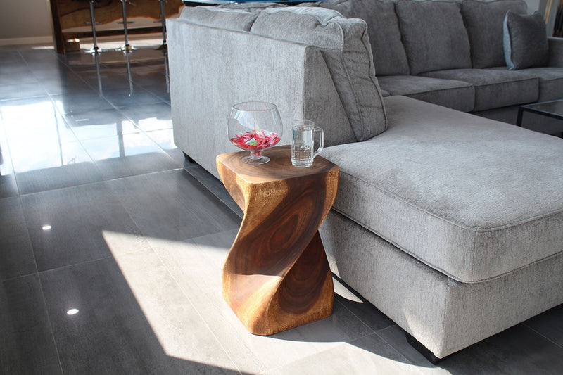 Haussmann Big Twist Pedestal Table, Walnut, 12 x 12 x 20 in H