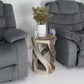 Haussmann Vine Twist Round Pedestal Side Table, Agate Grey, 14 in dia x 20 in H