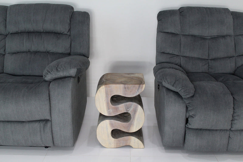 Haussmann Big Wave hand-carved wood end table, Agate Grey, 12 x 14 x 20 in H