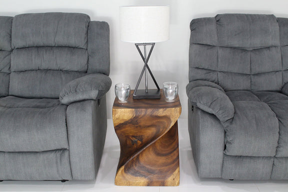 Haussmann Big Twist Pedestal Table, Walnut, 16 x 16 x 20 in H