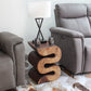 Haussmann Big Wave hand-carved wood end table, Mocha, 14 x 14 x 20 in H