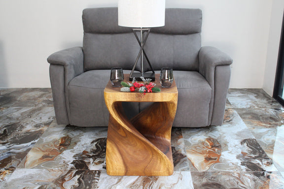 Haussmann Original Twist Pedestal Side Table, Walnut, 18 x 18 x 23 in H