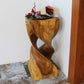Haussmann Double Twist Pedestal Side Table, Oak, 14 x 14 x 30 in H