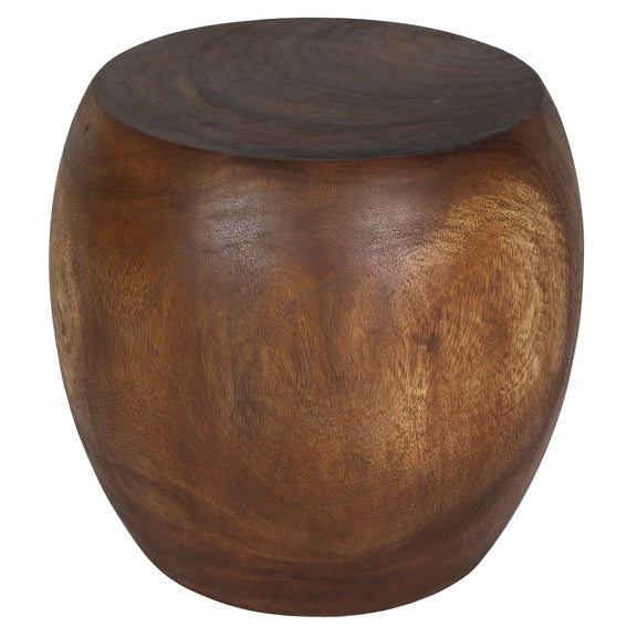 Haussmann Pouf Sculptural Stool, Walnut, 20 in dia x 18 in H