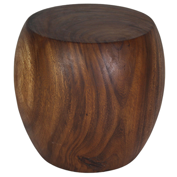 Haussmann Pouf Sculptural Stool, Walnut, 20 in dia x 18 in H