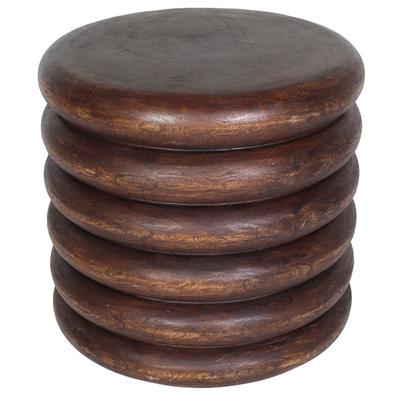 Haussmann Stacked Rings Solid Wood End Table - 20 in dia x 18 in H - Mocha