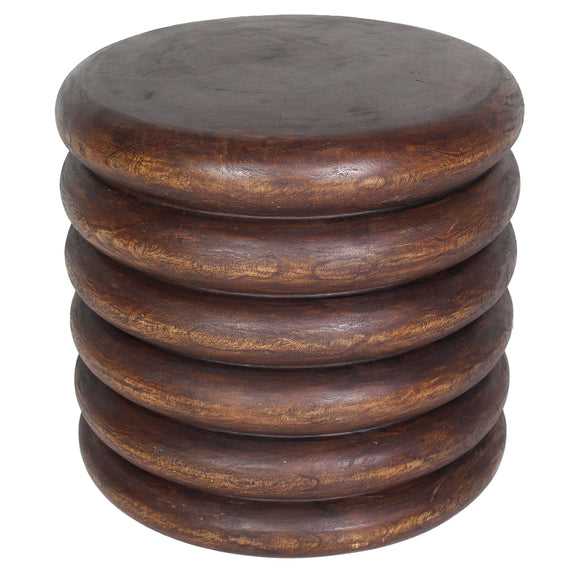 Haussmann Stacked Rings Sculptural Accent Table, Mocha, 20 in dia x 18 in H