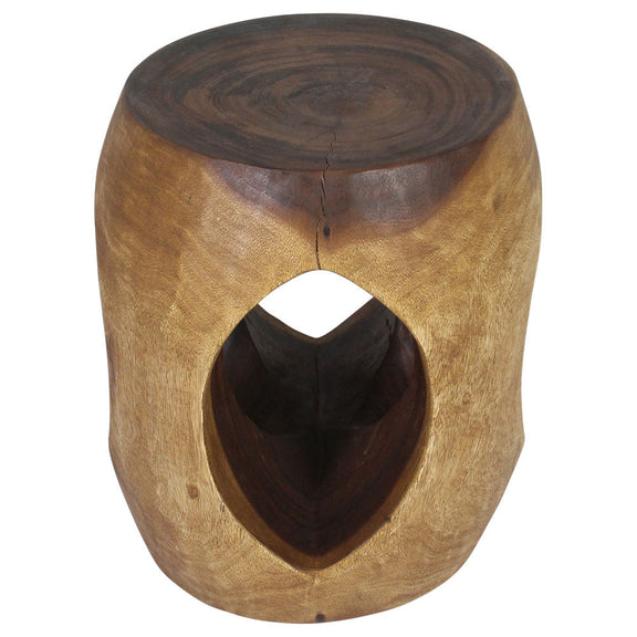 Haussmann Oval Windows Pierced Sculptural Table, Walnut, 15 in dia x 20 in H