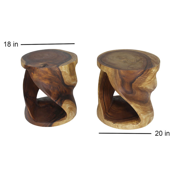 Haussmann Round Twist Pedestal Side Table, Walnut, 18 in dia x 20 in H