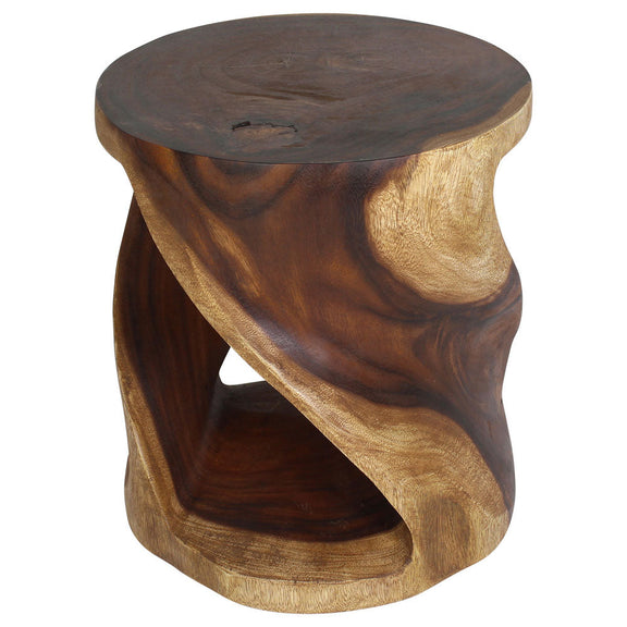 Haussmann Round Double Twist Solid Wood End Table - 18 in dia x 20 in H - Walnut