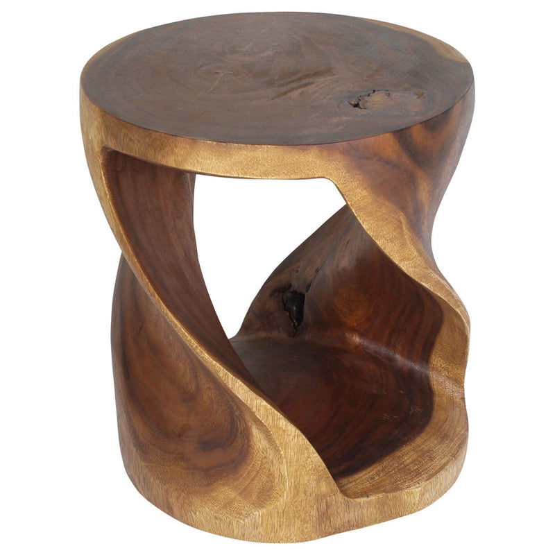 Haussmann Round Twist Pedestal Side Table, Walnut, 18 in dia x 20 in H