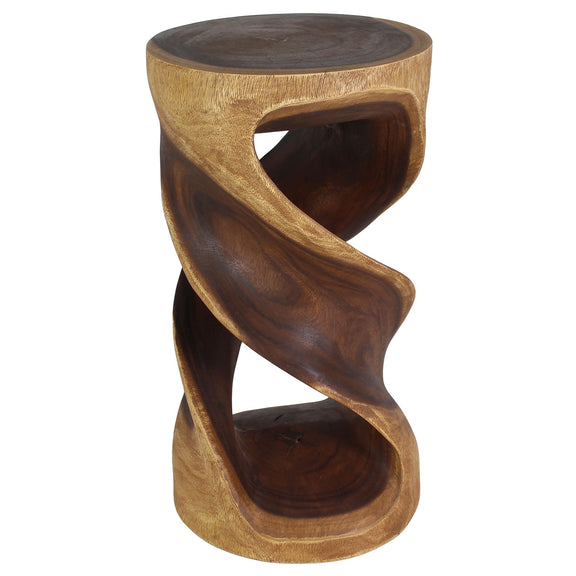 Haussmann Round Double Twist Pedestal Side Table, Walnut, 14 in dia x 26 in H
