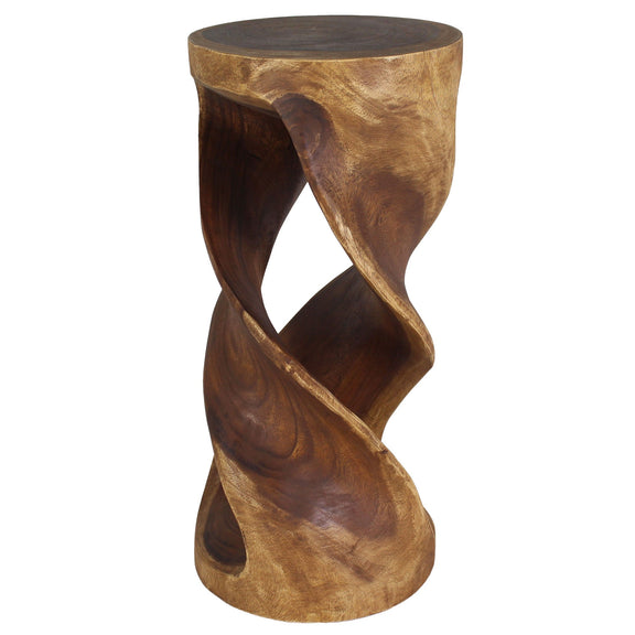 Haussmann Round Double Twist Pedestal Side Table, Walnut, 14 in dia x 30 in H