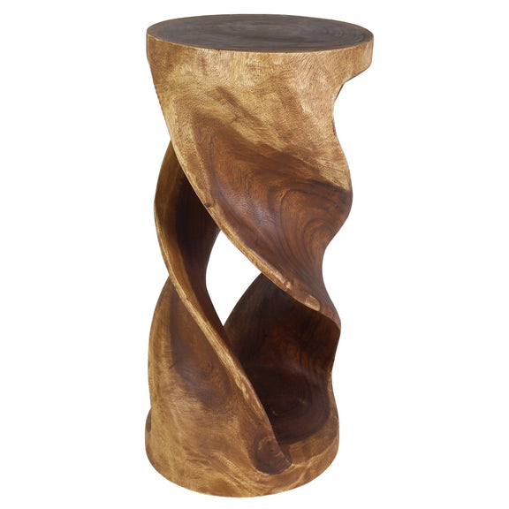 Haussmann Round Double Twist Pedestal Side Table, Walnut, 14 in dia x 30 in H