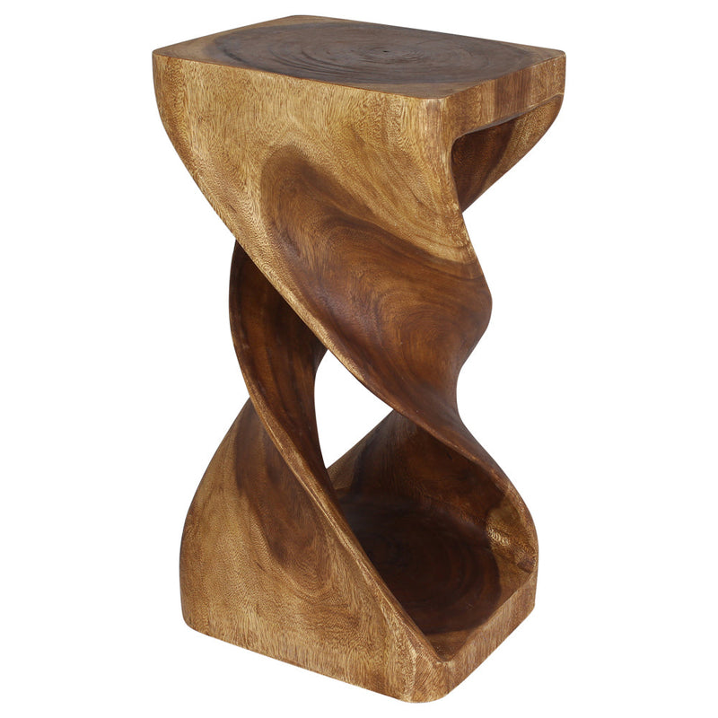 Haussmann Rectangular Double Twist 12 x 14-Inch, 23/26-Inch Hand-Carved Solid Wood End Table — Walnut, 12 x 14 x 26 in — second white background angle
