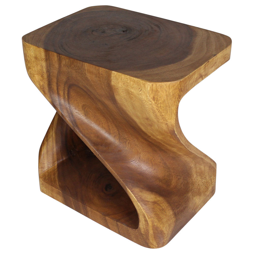 Haussmann Round Twist Solid Wood End Table - 20 x 15 x 20 in - Walnut