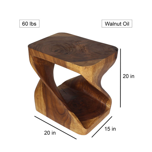 Haussmann Round Twist Pedestal Side Table, Walnut, 20 x 15 x 20 in H