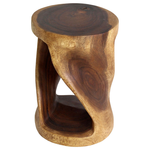 Haussmann Round Twist Solid Wood End Table - 14 in dia x 20 in H - Walnut