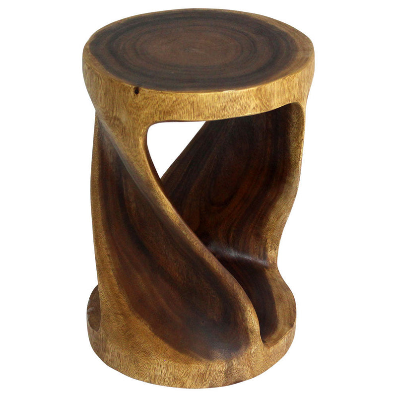 Haussmann Round Twist Pedestal Side Table, Walnut, 14 in dia x 20 in H