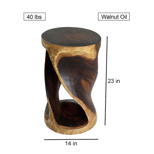 Haussmann Round Twist Pedestal Side Table, Walnut, 14 in dia x 23 in H, dimensions