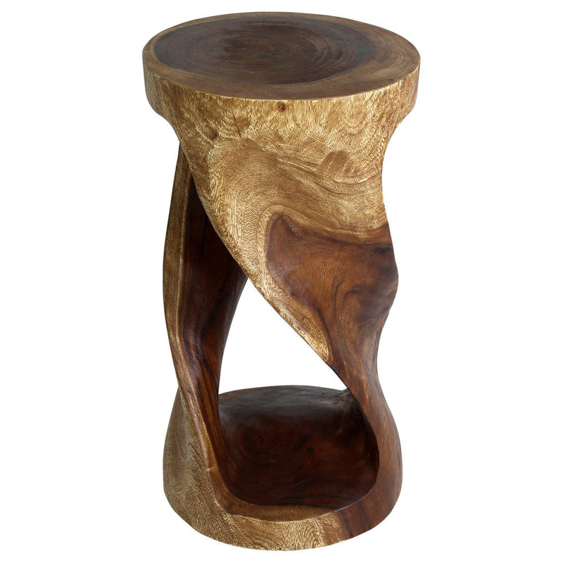 Haussmann Round Twist Solid Wood End Table - 14 in dia x 26 in H - Walnut
