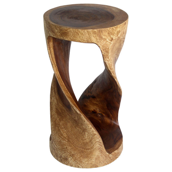 Haussmann Round Twist Pedestal Side Table, Walnut, 14 in dia x 26 in H