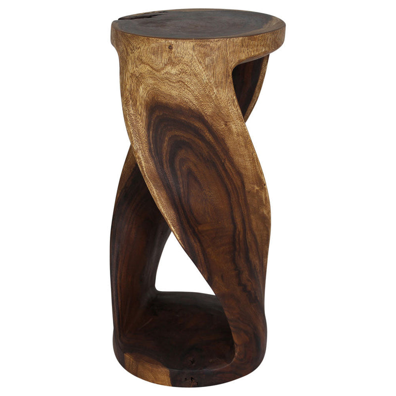 Haussmann Round Twist Pedestal Side Table, Walnut, 14 in dia x 30 in H