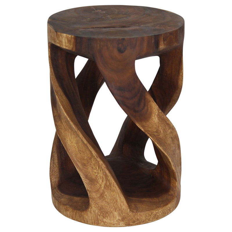 Haussmann Vine Twist Round Pedestal Side Table, Walnut, 14 in dia x 20 in H