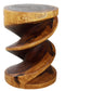 Haussmann Spiral Zig-Zag Sculptural Accent Table, Walnut, 15 in dia x 20 in H