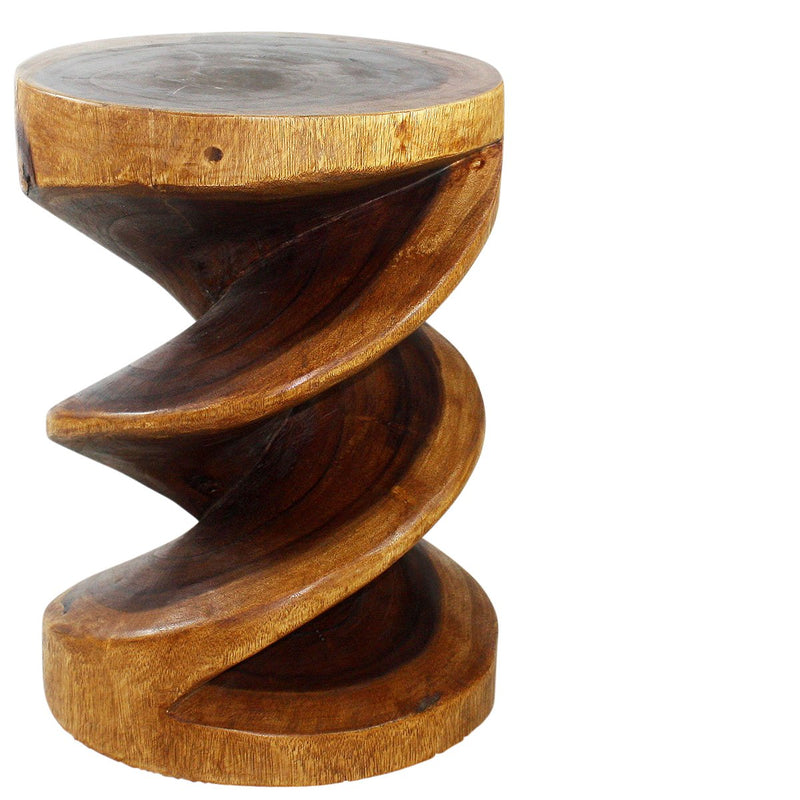 Haussmann Spiral Zig-Zag Sculptural Accent Table, Walnut, 15 in dia x 20 in H