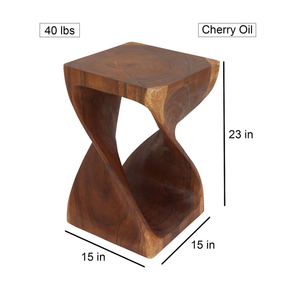 Haussmann Original Twist Pedestal Side Table, Cherry, 15 x 15 x 23 in H, dimensions