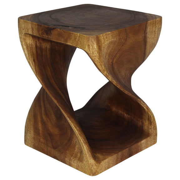 Haussmann Original Twist Pedestal Side Table, Walnut, 18 x 18 x 23 in H