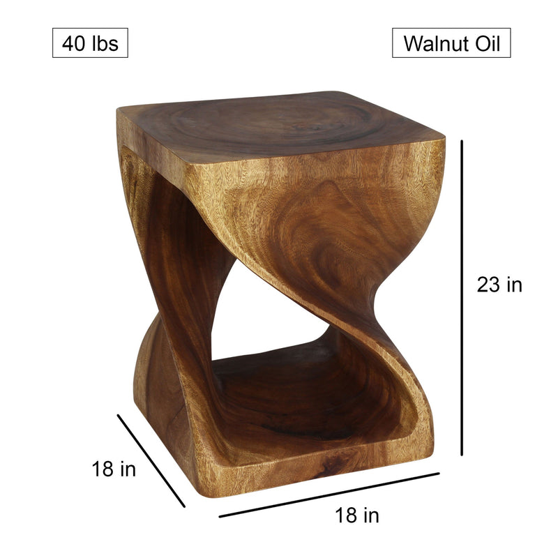Haussmann Original Twist Pedestal Side Table, Walnut, 18 x 18 x 23 in H, dimensions