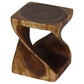 Walnut Original Twist hand-carved wood end table, 10 x 10 x 12 inches, second angle showing the carved twist
