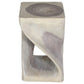 Agate Grey Original Twist hand-carved wood end table, 10 x 10 x 16 inches, second angle showing the carved twist