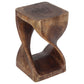 Mocha Original Twist hand-carved wood end table, 10 x 10 x 16 inches, second angle showing the carved twist