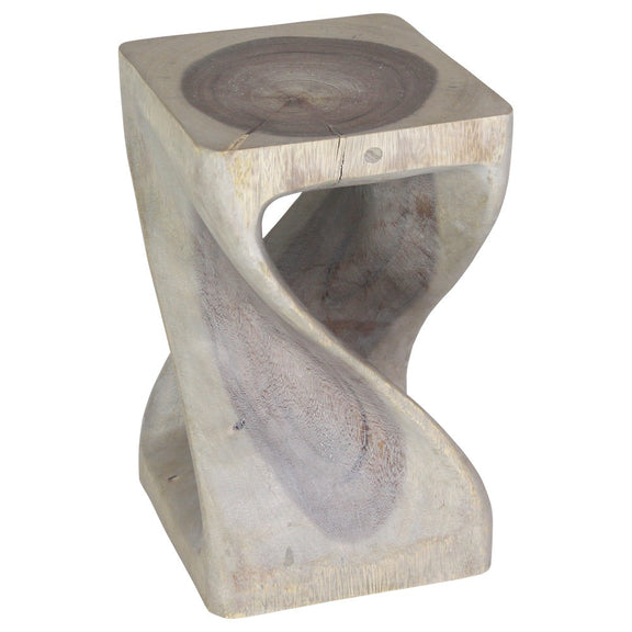 Haussmann Original Twist 10-Inch Hand-Carved Solid Wood End Table, Agate Grey, 10 x 10 x 16 in H