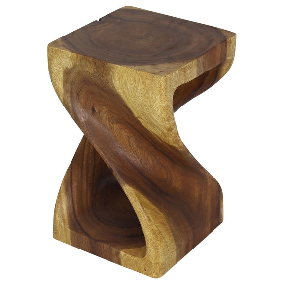 Haussmann Original Twist 10-Inch Hand-Carved Solid Wood End Table, Oak, 10 x 10 x 16 in H