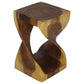Oak Original Twist hand-carved wood end table, 10 x 10 x 16 inches, second angle showing the carved twist