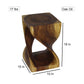 Size diagram of Oak Original Twist hand-carved wood end table, 10 x 10 x 16 inches