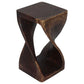 Mocha Original Twist hand-carved wood end table, 10 x 10 x 18 inches, second angle showing the carved twist