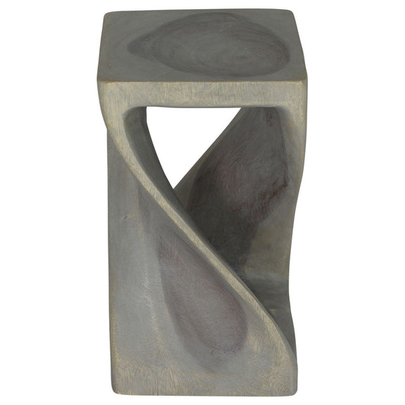 Haussmann Original Twist 10-Inch Hand-Carved Solid Wood End Table, Agate Grey, 10 x 10 x 18 in H