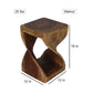 Size diagram of Walnut Original Twist hand-carved wood end table, 12 x 12 x 18 inches