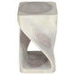Agate Grey Original Twist hand-carved wood end table, 12 x 12 x 20 inches, second angle showing the carved twist