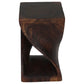 Mocha Original Twist hand-carved wood end table, 12 x 12 x 20 inches, second angle showing the carved twist
