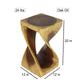 Size diagram of Oak Original Twist hand-carved wood end table, 12 x 12 x 20 inches