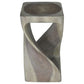 Agate Grey Original Twist hand-carved wood end table, 12 x 12 x 23 inches, second angle showing the carved twist